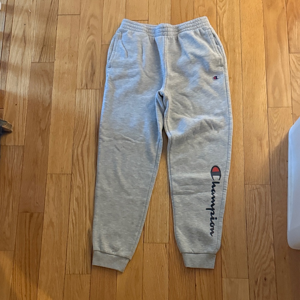 Champion Light Gray Joggers with Logo